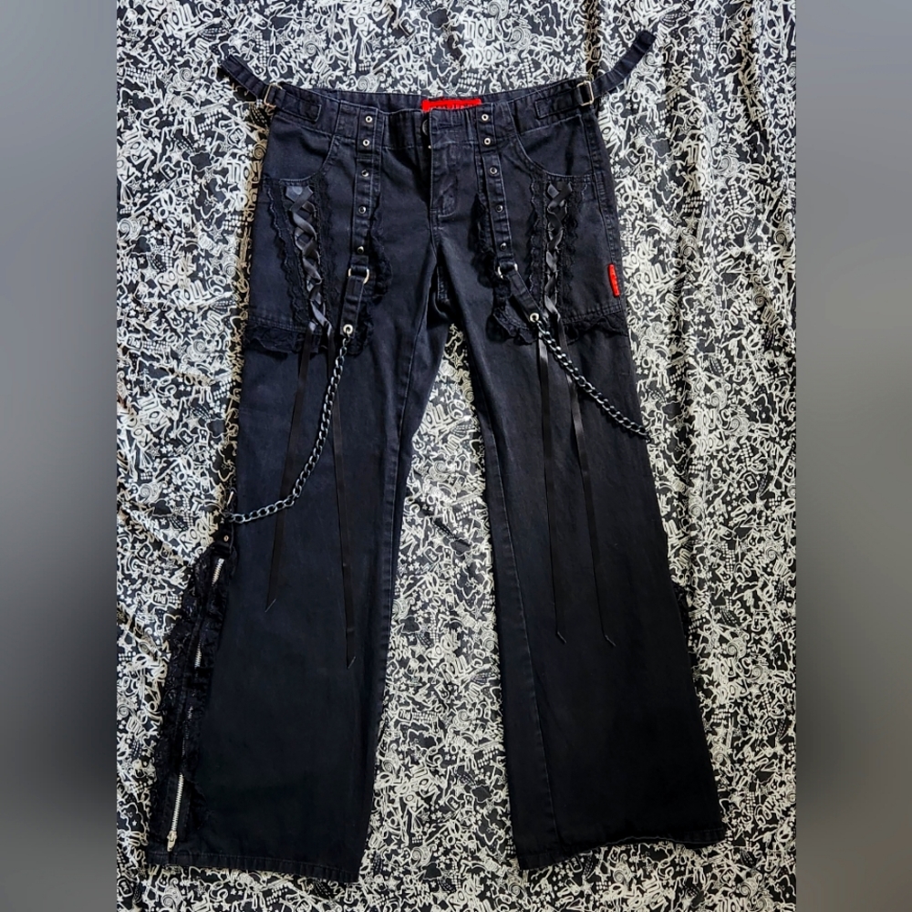 Tripp NYC black pants with removable chains size 1